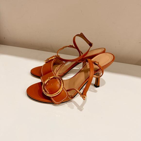 JW Anderson Leather Ankle Strap Heeled Sandals with Buckle Women's Size EU 37 - Picture 1 of 7